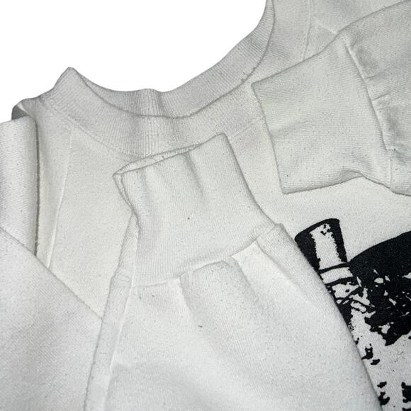 Vintage Train Locomotive Graphic Sweatshirt Railroad Enthusiast White Pullover - Picture 6 of 8